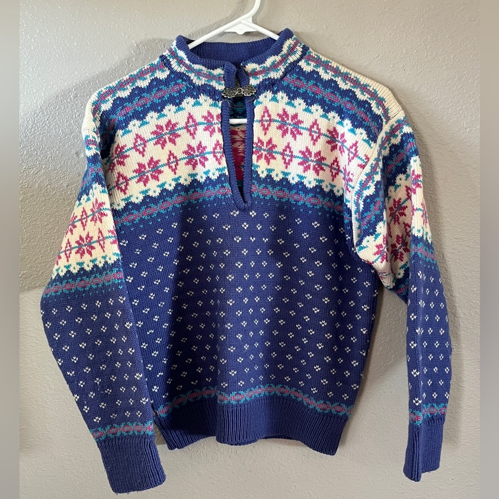 Stowe Woolens 100% Wool Fair Isles 90s Kidcore Ski Sweater Women’s Sz Large